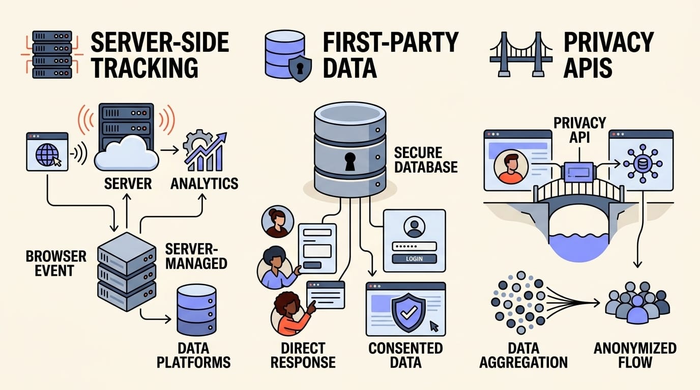 Comparison of cookieless tracking methods for privacy compliance