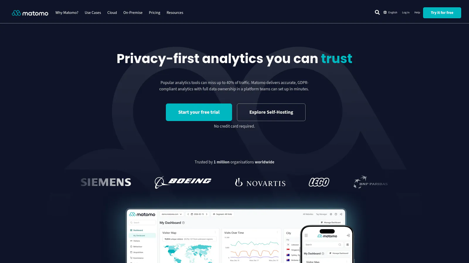 Matomo homepage screenshot